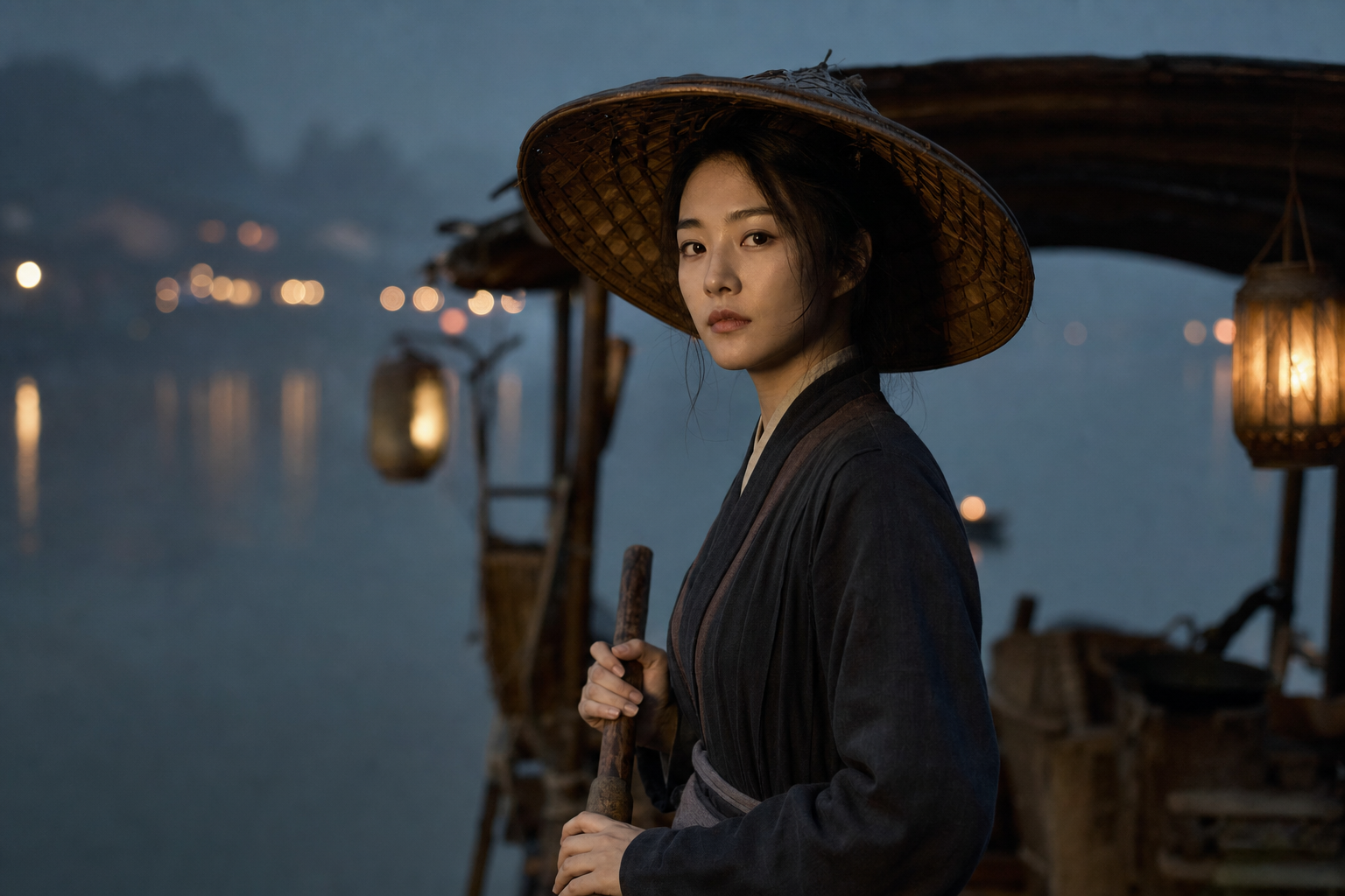 云水夜渡摆渡人